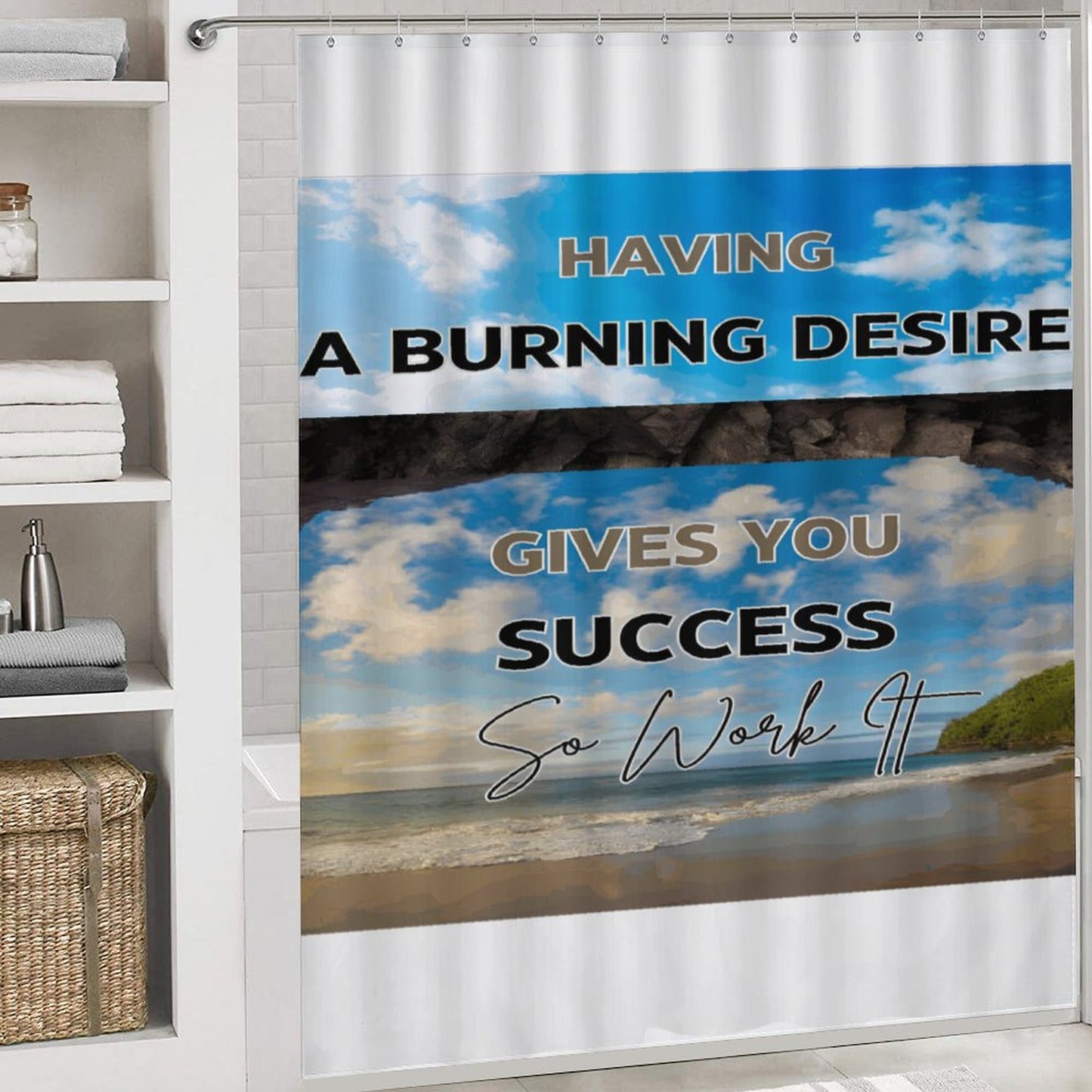 Shower Curtain Set with 3 Rugs