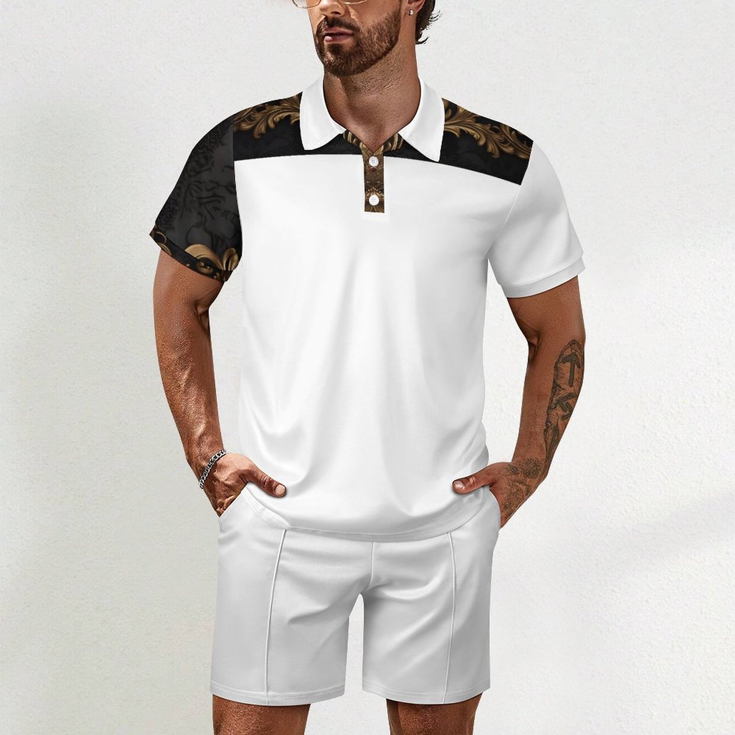 200gsm Short Sleeve Men's POLO Shirt Set A46TZ (All-Over Printing)