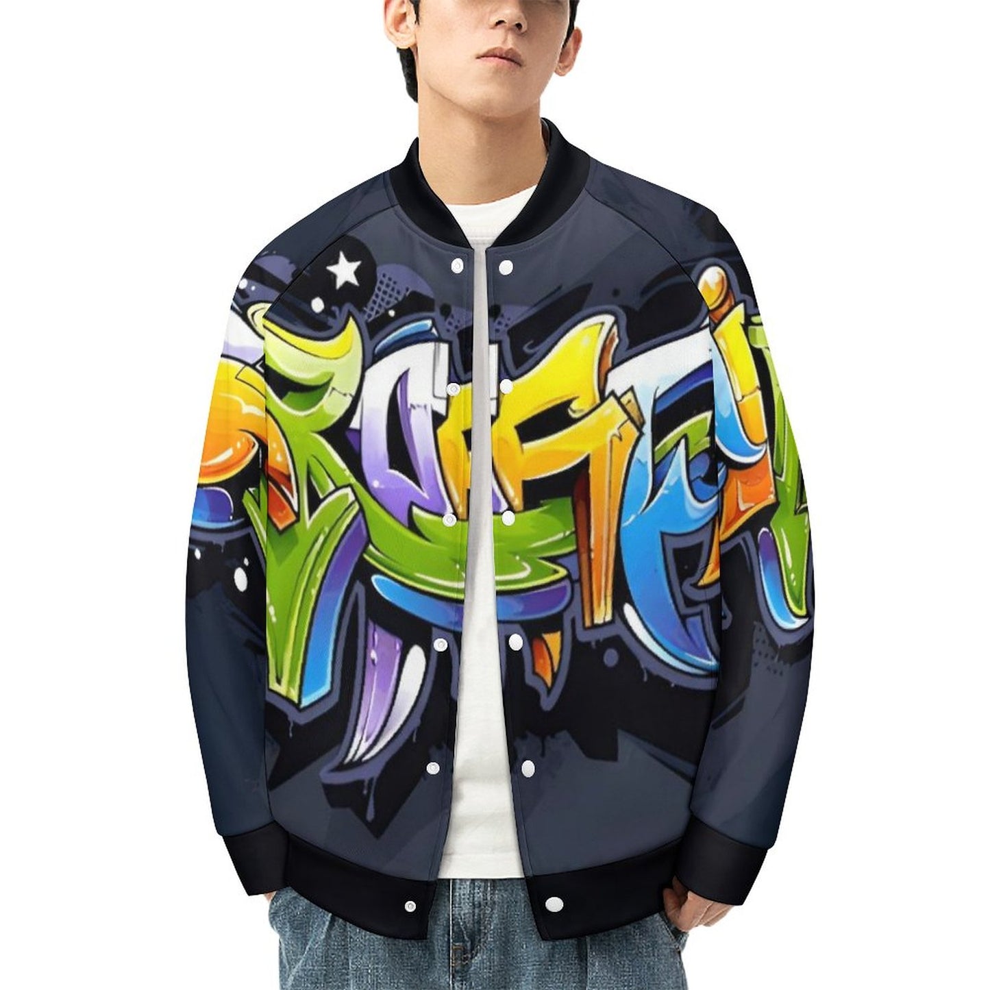 COLORFUL GRAFFITI Men's Baseball Jacket-*2XS-6XL