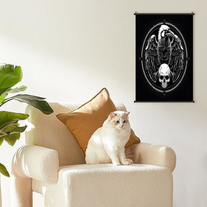 Canvas Hanging Poster with Scrolls-16"x24"/ 40x60cm-EAGLE & SKULL