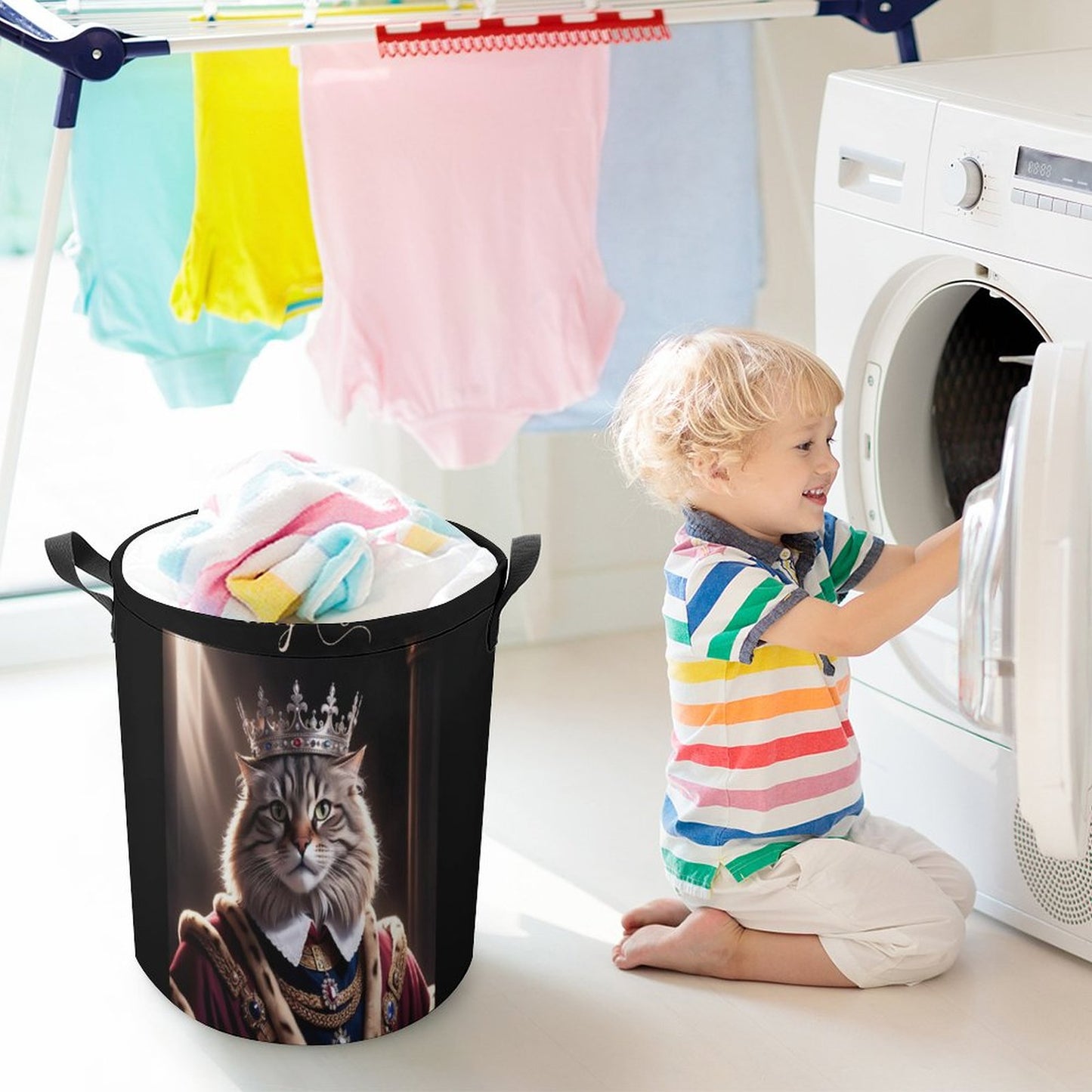 Drawstring collapsible Laundry Basket
