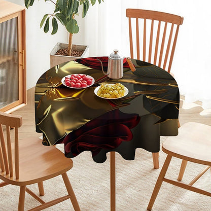 ROSE IN GOLD Round Tablecloth on Round Table