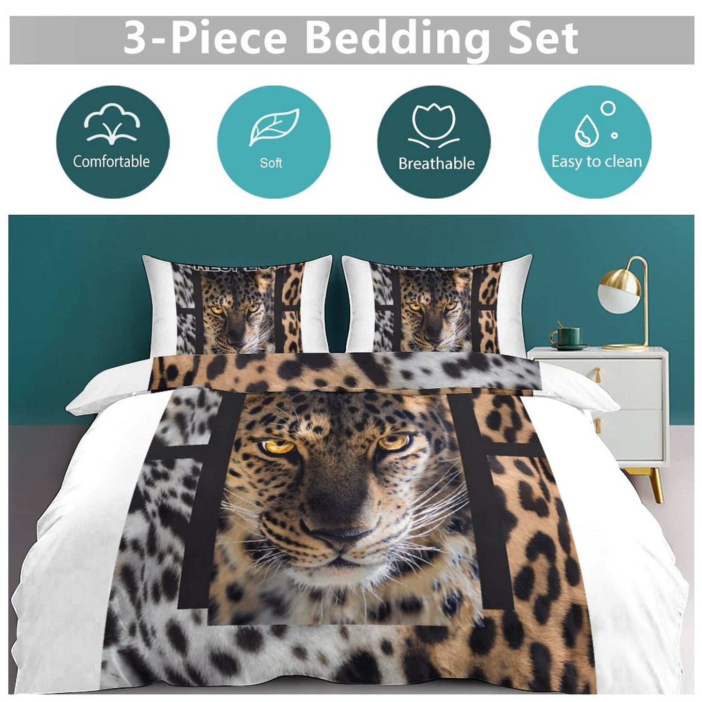 3-Piece Bedding Set-90"x90"/ 229x229cm (Dual-sided Printing)