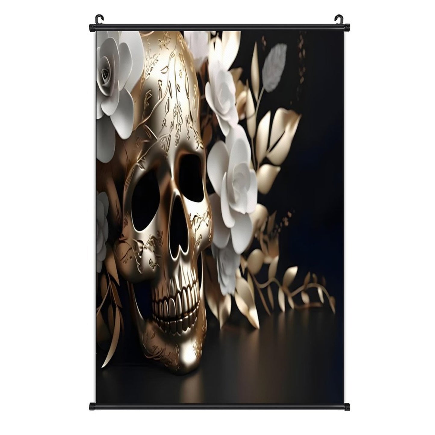 Canvas Hanging Poster with Scrolls-16"x24"/ 40x60cm-FLOWER SKULL