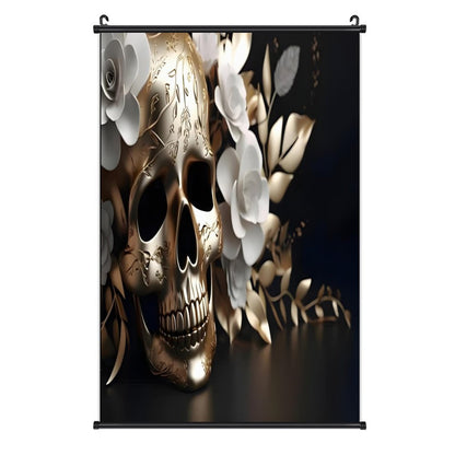 Canvas Hanging Poster with Scrolls-16"x24"/ 40x60cm-FLOWER SKULL