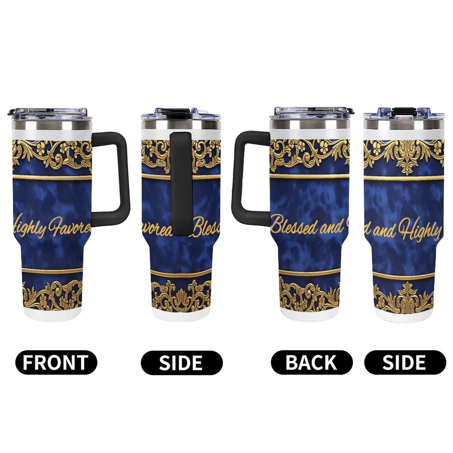 40oz Insulated Tumbler with Handle and Straw