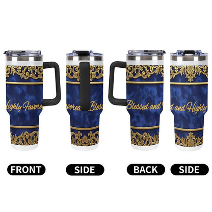 40oz Insulated Tumbler with Handle and Straw