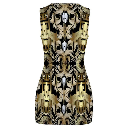 Cutout Bodycon Slim Fit Dress BEQ (All-Over Printing)