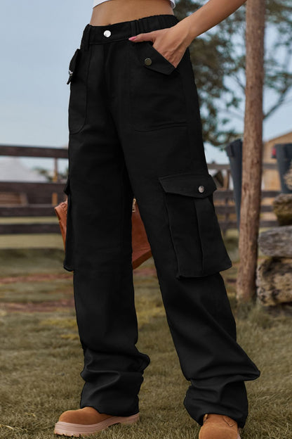 UNSEX Loose Fit Long Cargo Pants with Pockets-SMALL-2XL