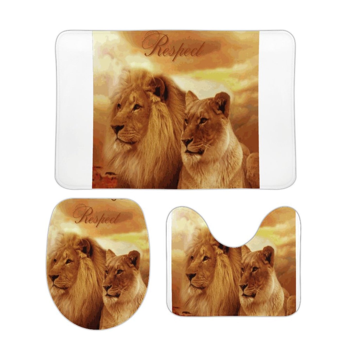 Coral Velvet Restroom Rug Set of 3-15.7"x23.6"/ 40x60cm
