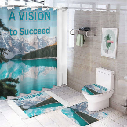 Shower Curtain Set with 3 Rugs