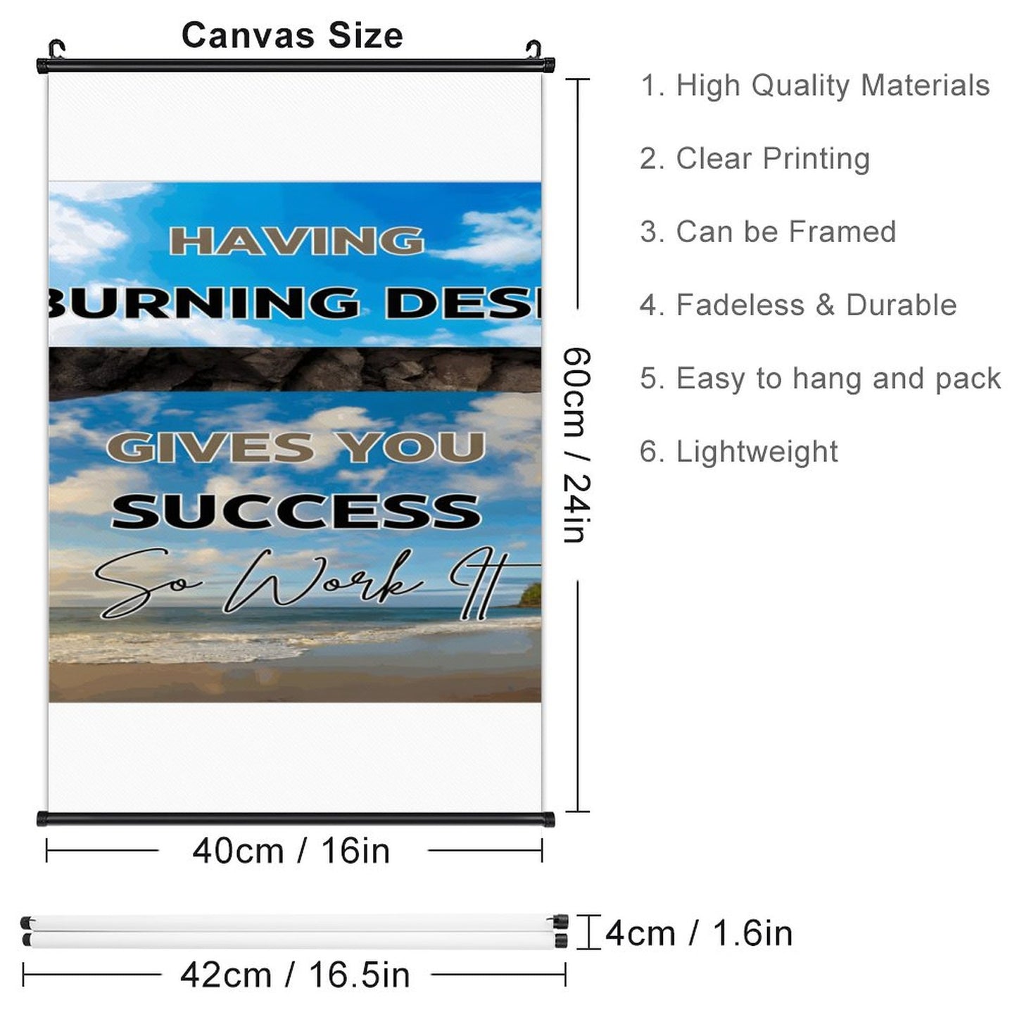 Canvas Hanging Poster with Scrolls-16"x24"/ 40x60cm