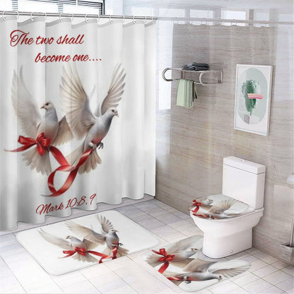 Shower Curtain Set with 3 Rugs