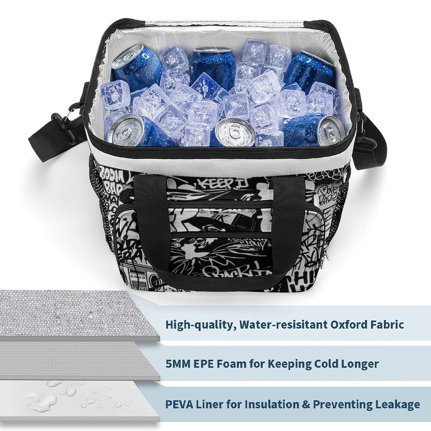 30 Can Collapsible Insulated Cooler Bag with Shoulder Strap(All-Over Printing)