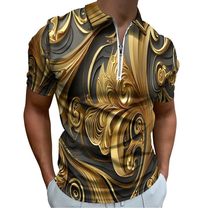 Men's Short Sleeve POLO Shirt with Zipper B470 (All-Over Printing)