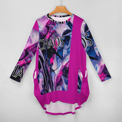 CHAOS Loose Long-sleeve Dress with Pockets-SMALL-5XL