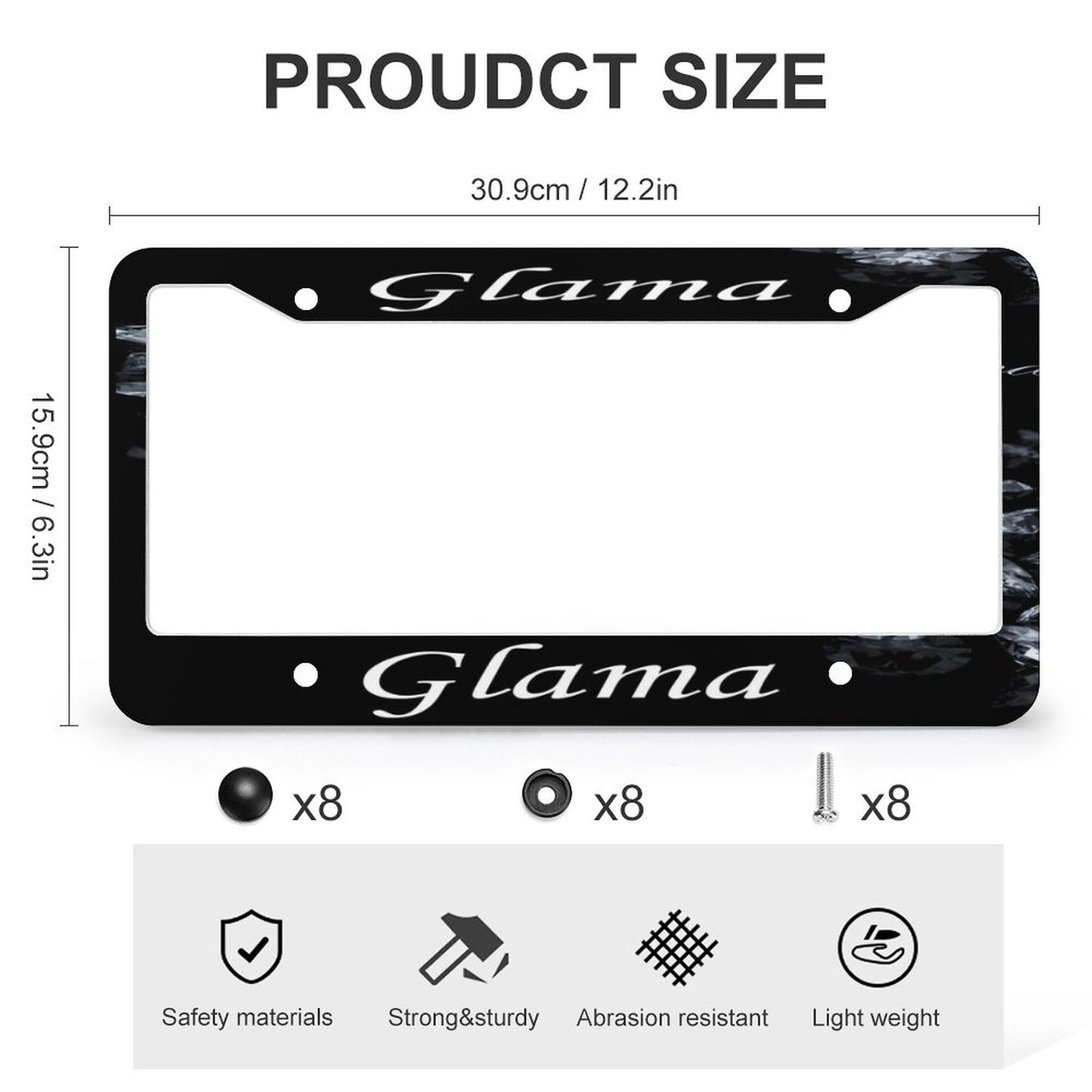 License Plate Frames with 4 Round Holes (1 Pair)