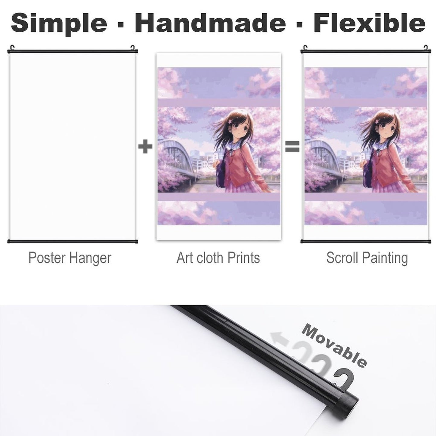 Canvas Hanging Poster with Scrolls-16"x24"/ 40x60cm