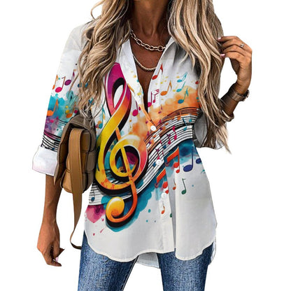 MUSIC GRAFFITI Women's Irregular Shirt-*SMALL-8XL