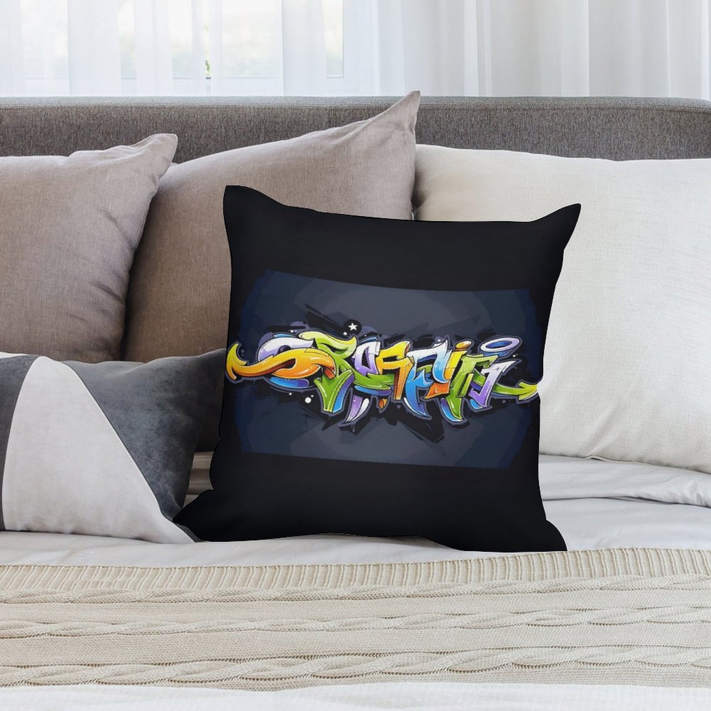 COLORFUL GRAFFITI Plush Pillowcase Set of 4