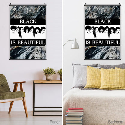 Canvas Hanging Poster with Scrolls-16"x24"/ 40x60cm-BLACK IS BEAUTIFUL