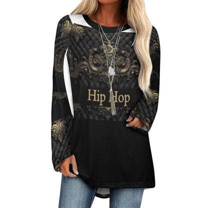 Custom Women's Long Sleeve U-Neck T-Shirts (All-Over Printing)