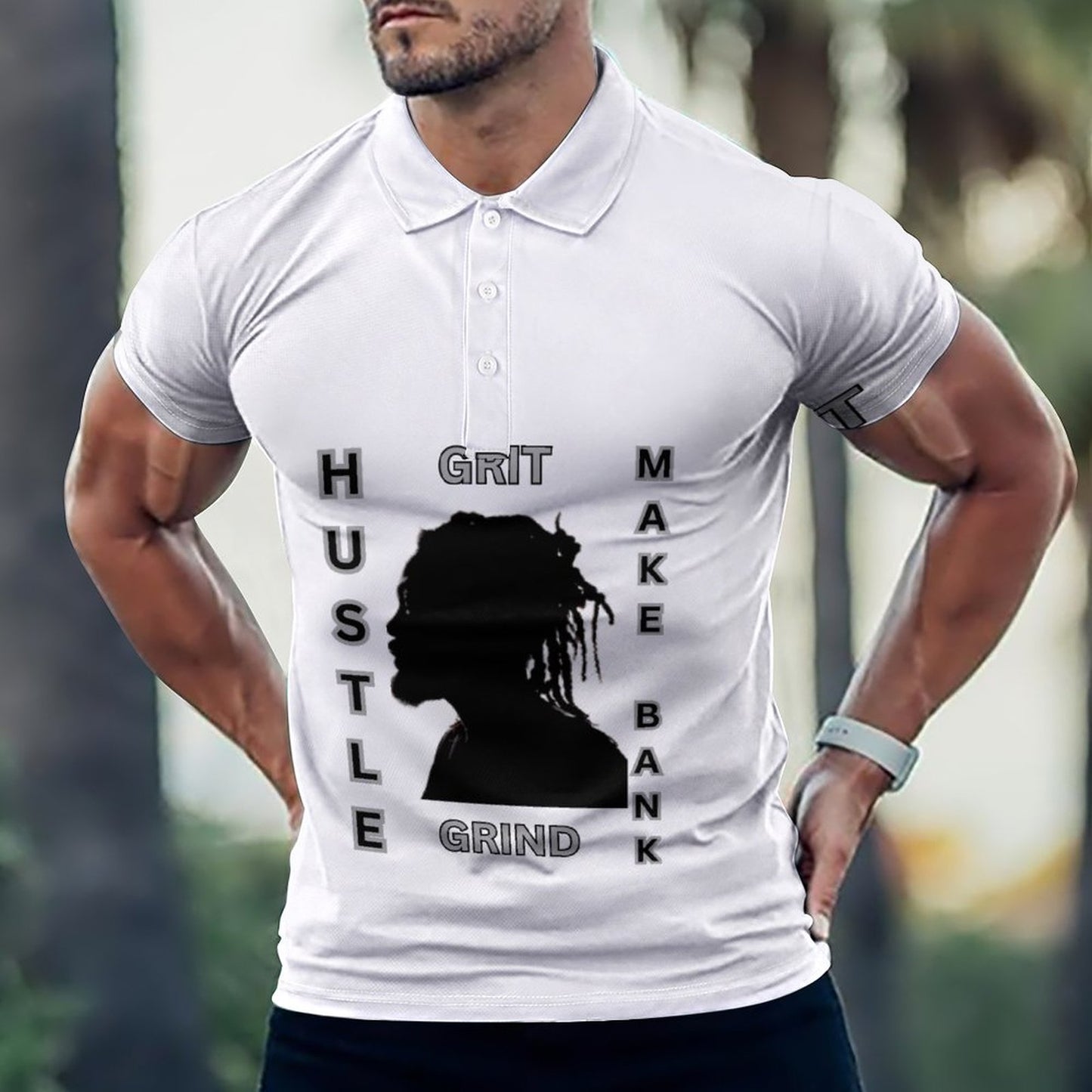 Custom Polo Shirts with All-Over printing Design Straight B612