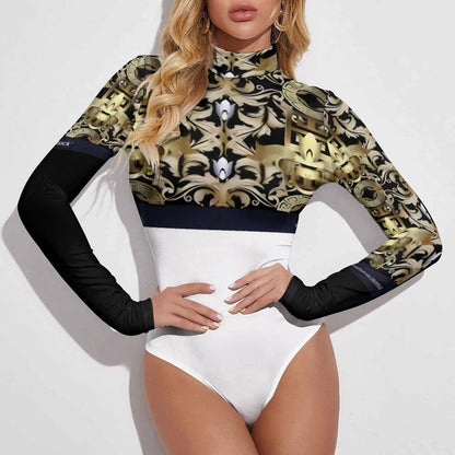 High-collar Long-sleeve Bodysuit NZ056 (All-Over Printing)