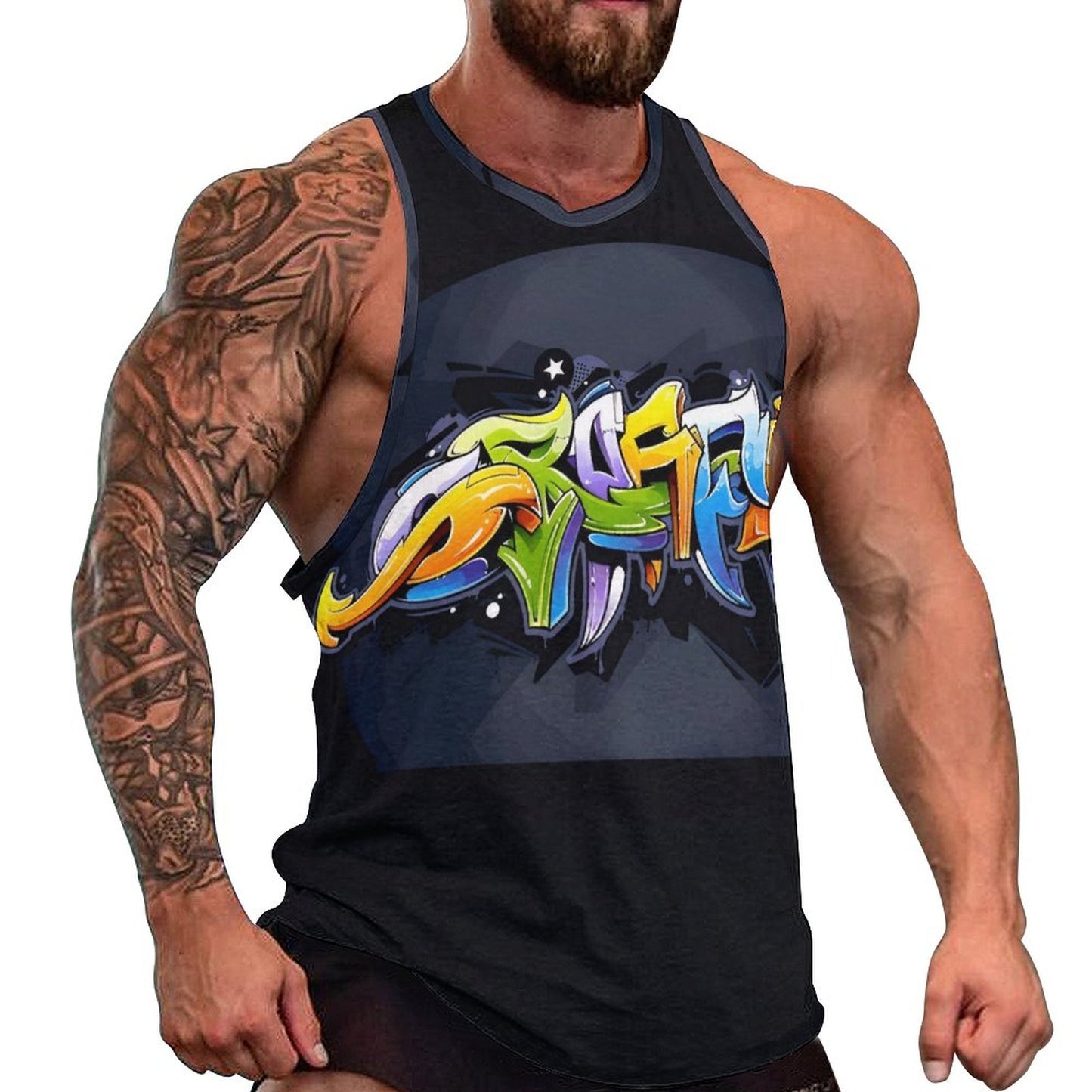 COLORFUL GRAFFITI Men's Next Level Tank Top-SMALL-5XL