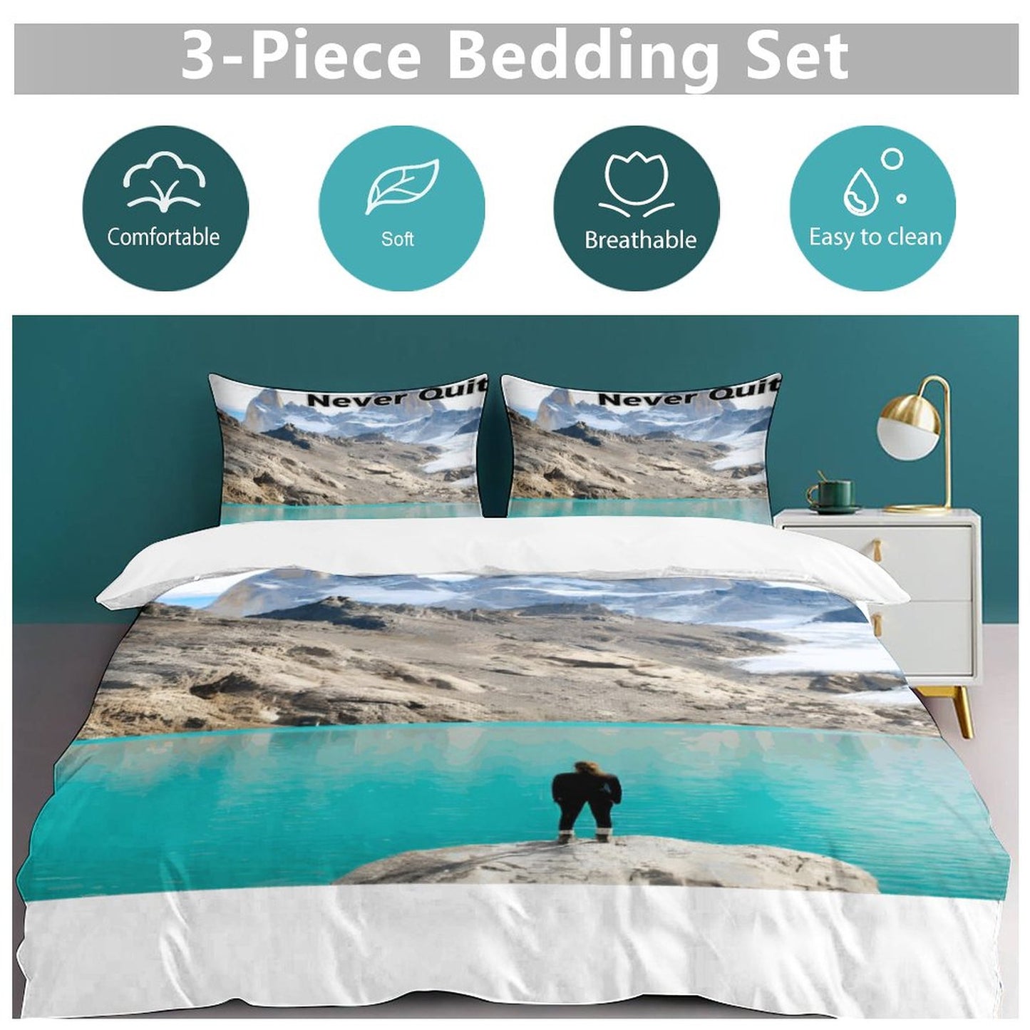 3-Piece Bedding Set-86"×70"/ 218×177cm (Dual-sidede Printing)