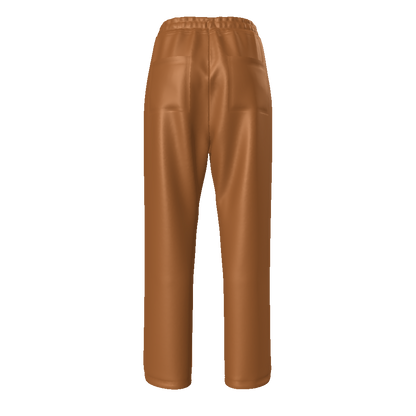 ORANGE PAISLEY---WHITE/BROWN/TAN Unisex Straight Leg Pants-SMALL-4XL