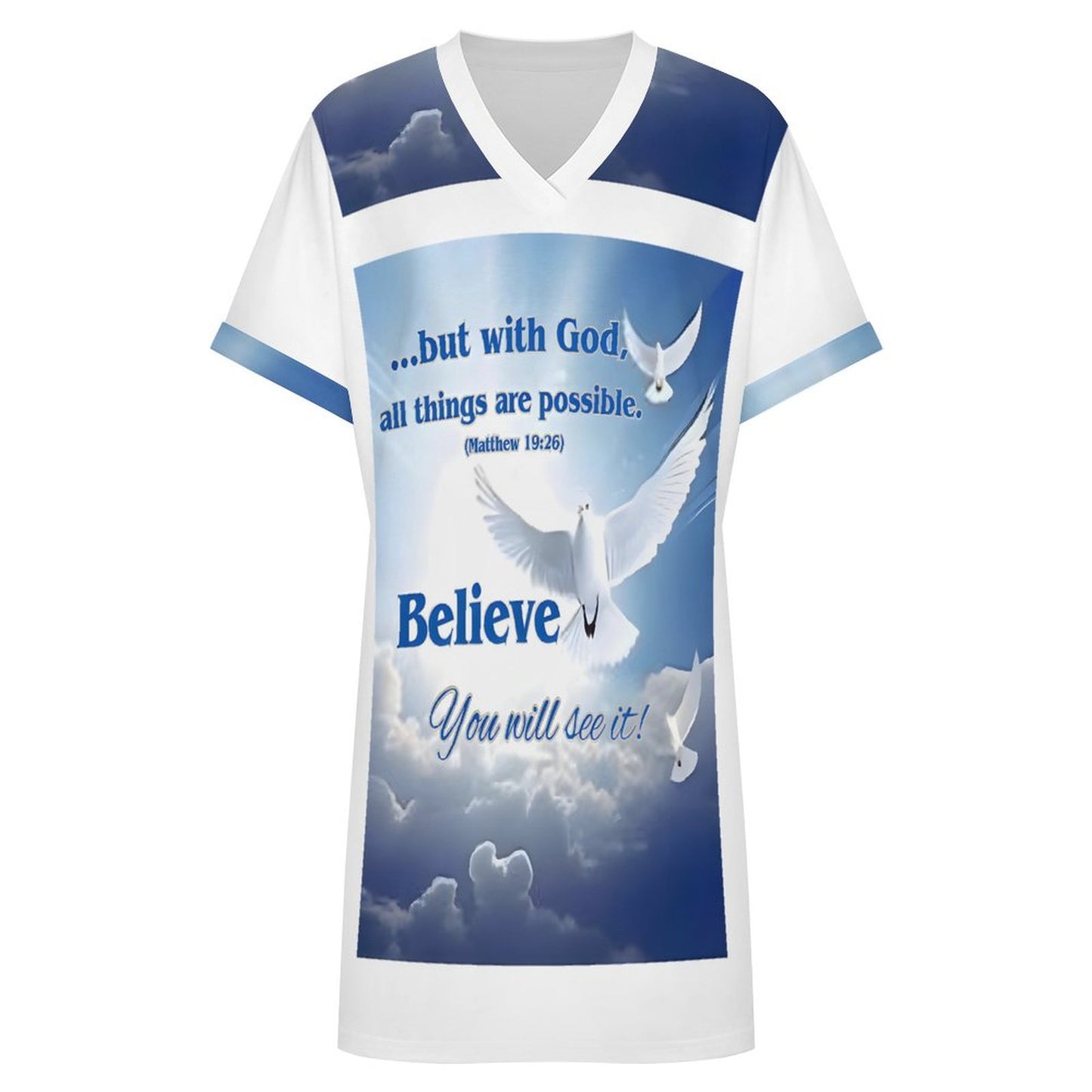 200gsm Casual V Neck Dress For Women(All-Over Printing)