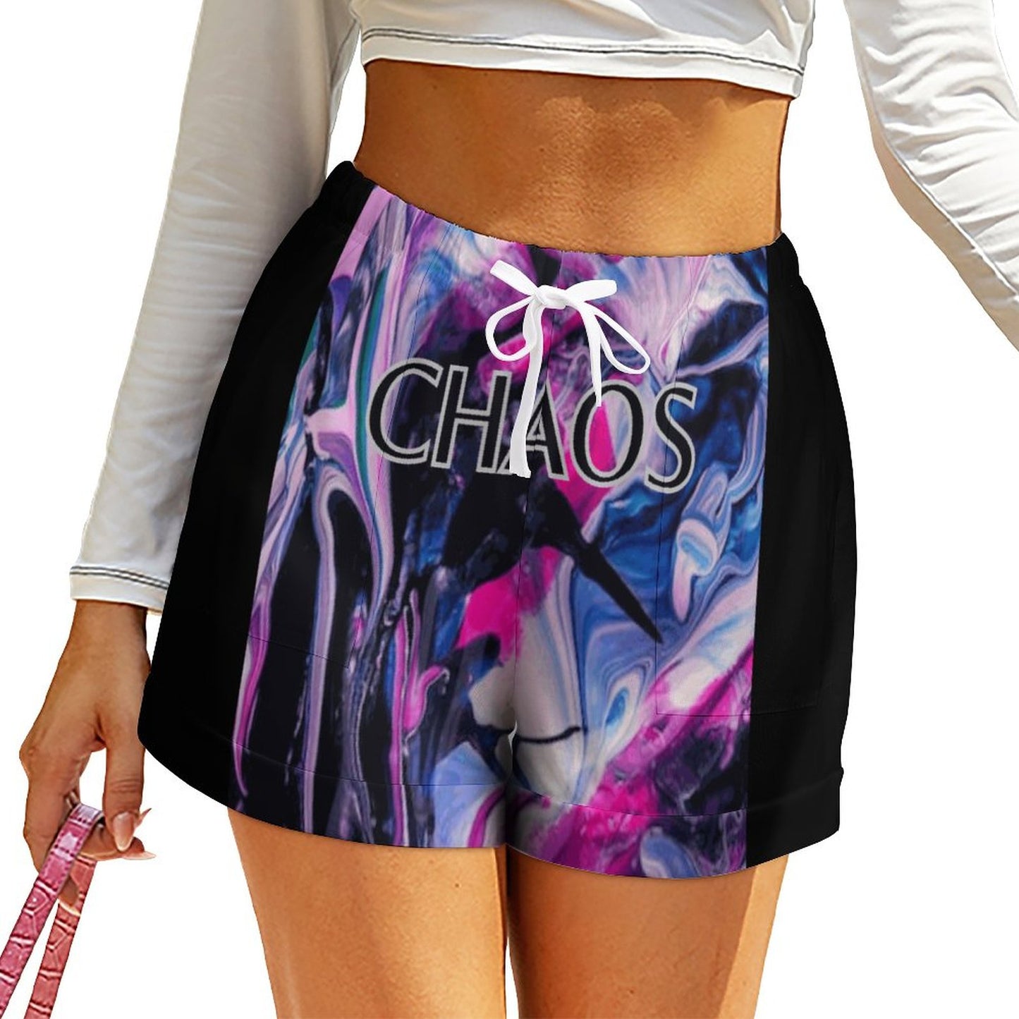 CHAOS Loose High Waisted Shorts (black)-SMALL-3XL