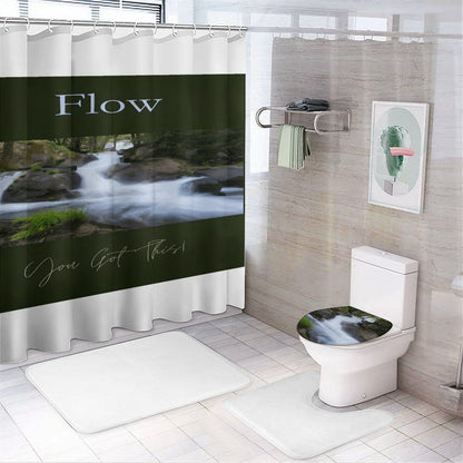 Shower Curtain Set with 3 Rugs