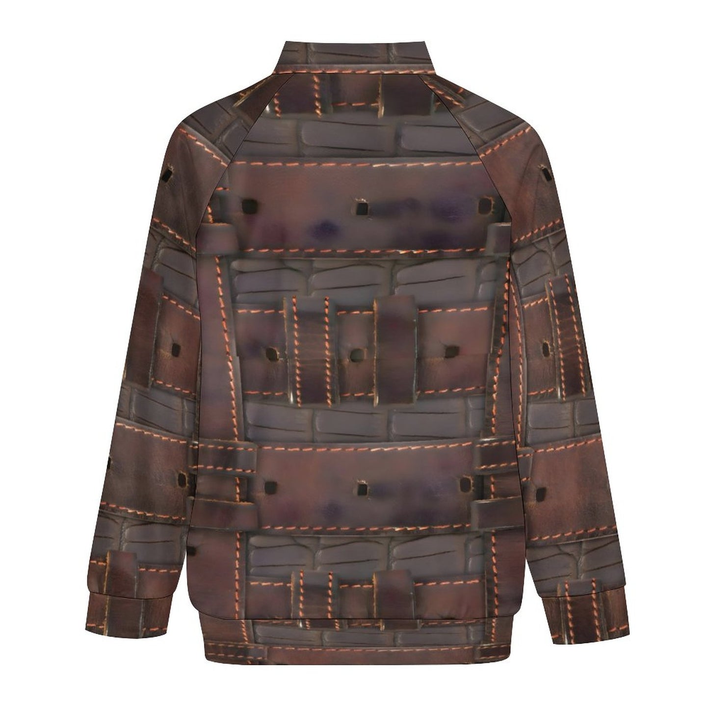 RUGGED LEATHER BUCKLE Print Raglan Zipper Jacket-SMALL-5XL