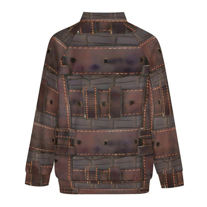 RUGGED LEATHER BUCKLE Print Raglan Zipper Jacket-SMALL-5XL