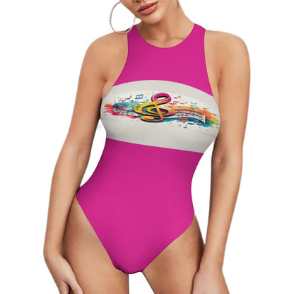 MUSIC GRAFFITI Hot Pink Tank Top Bodysuit