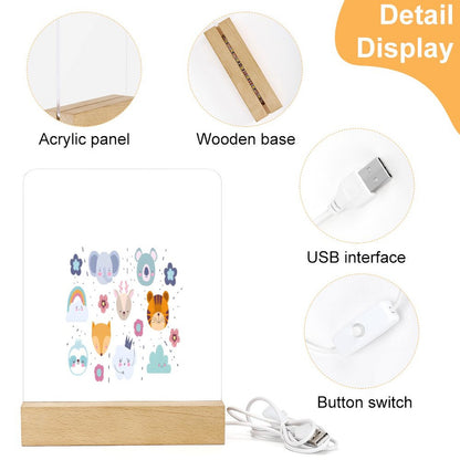 Acrylic Night Light with Wooden Base