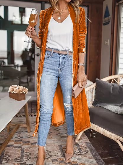 Velvety Open Front Long Sleeve Coat (many colors)-SMALL-2XL