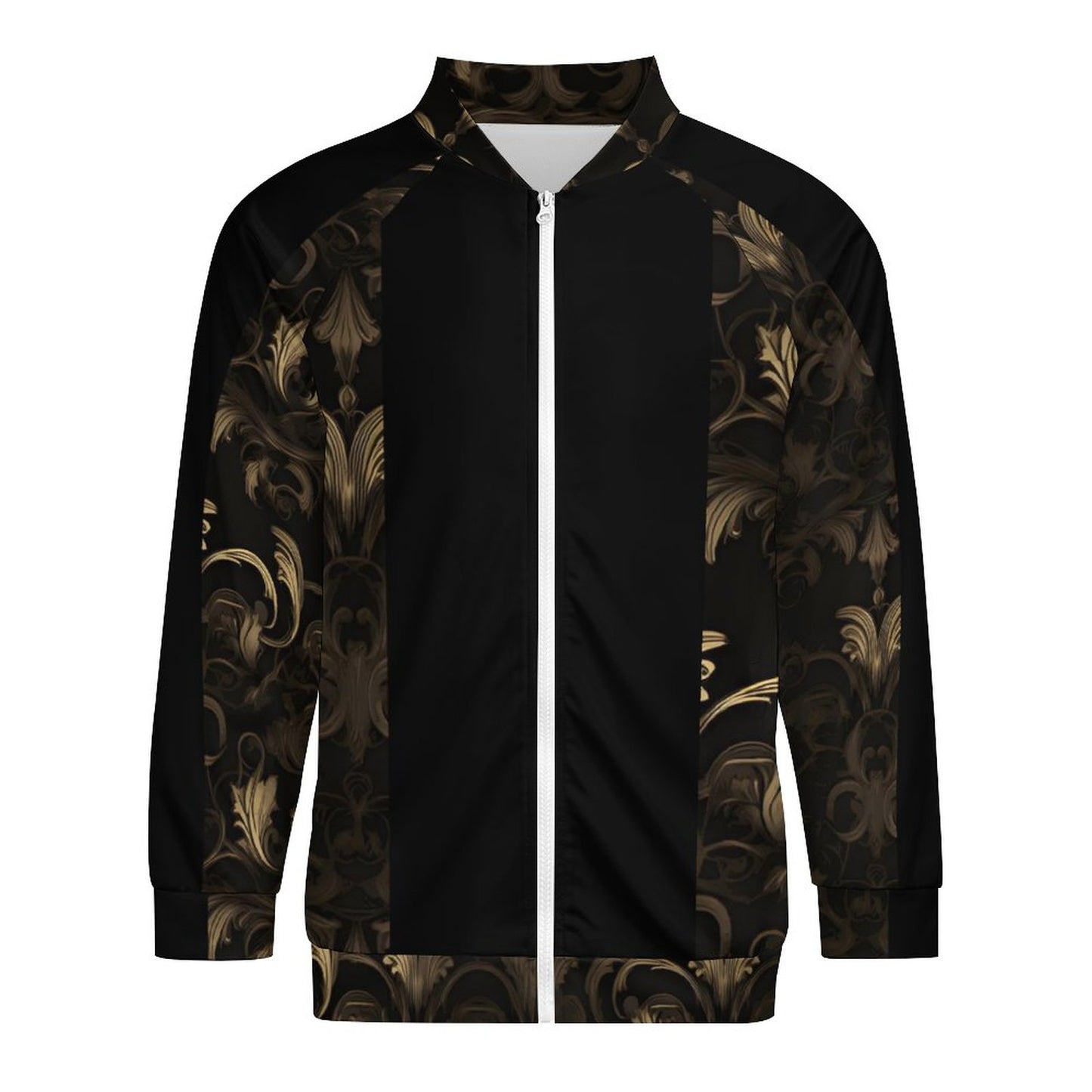 BLACK & GOLD ACCENT Raglan Zipper Jacket-SMALL-5XL