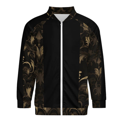 BLACK & GOLD ACCENT Raglan Zipper Jacket-SMALL-5XL