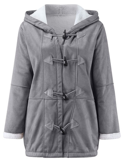 Full Size Pocketed Long Sleeve Hooded Toggle Jacket (many colors) -*SMALL-5XL