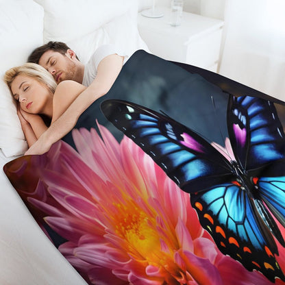 BLUE BUTTERFLY Flannel Throw Blanket-60"x80"
