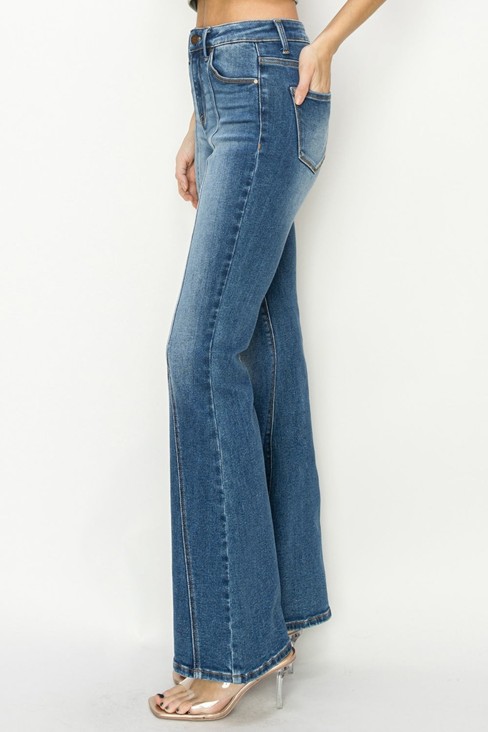 RISEN Full Size High Rise Front Seam FLARE JEANS-O-3XL