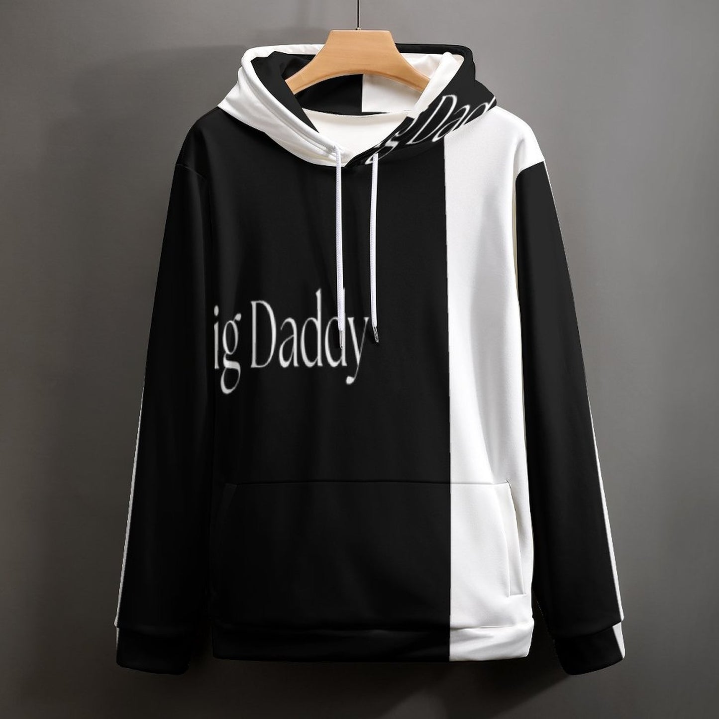 Men's Cool Hoodie with Double-layer Cap- S-6XL-BIG DADDY b/w