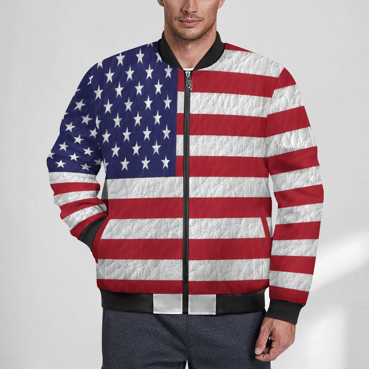 AMERICA Zipper Bomber Jacket-SMALL-5XL