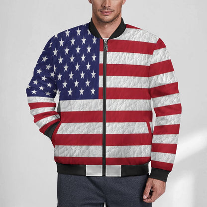 AMERICA Zipper Bomber Jacket-SMALL-5XL
