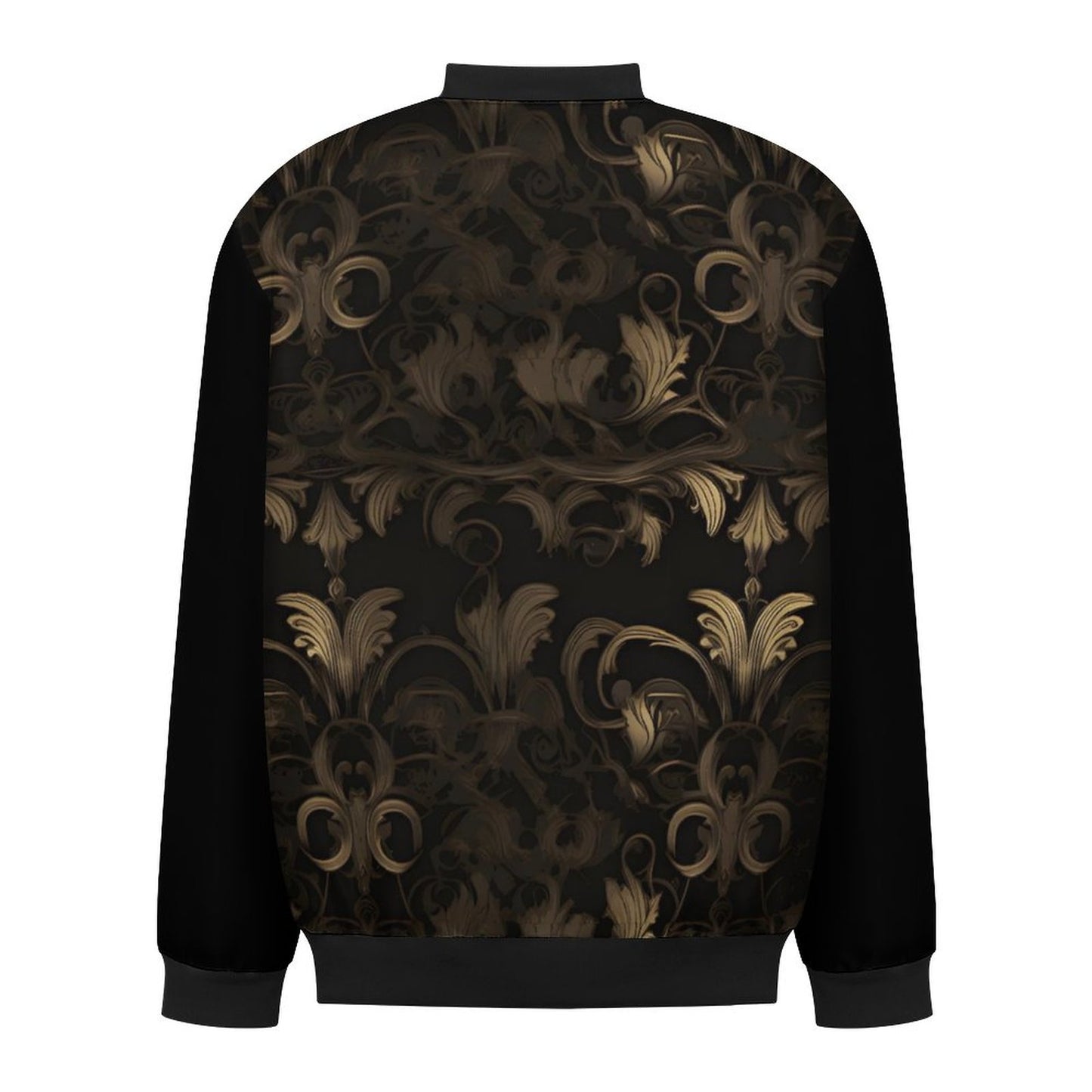 BLACK & GOLD ACCENT Zipper Bomber Jacket-SMALL-5XL