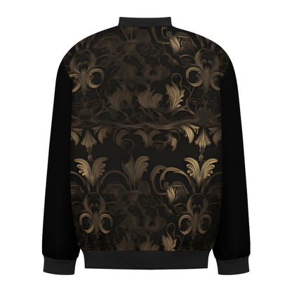 BLACK & GOLD ACCENT Zipper Bomber Jacket-SMALL-5XL