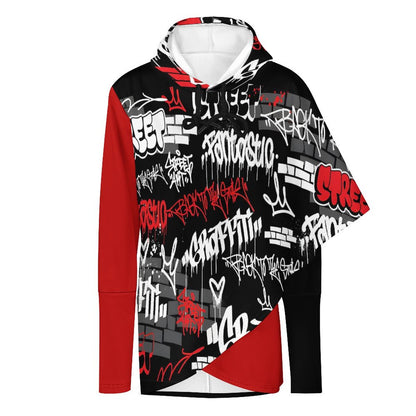 230gsm Poncho-style Long Sleeve Women Hoodie with Irregular Hem DS001 (All-Over Printing)